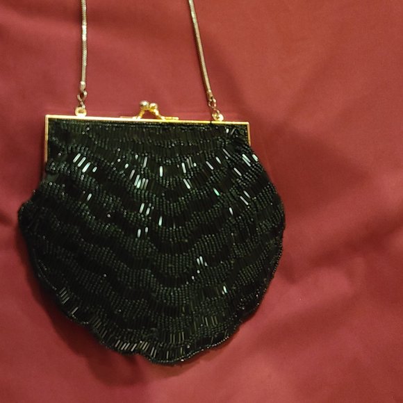Beautiful black formal fancy beaded evening bag - Picture 2 of 8